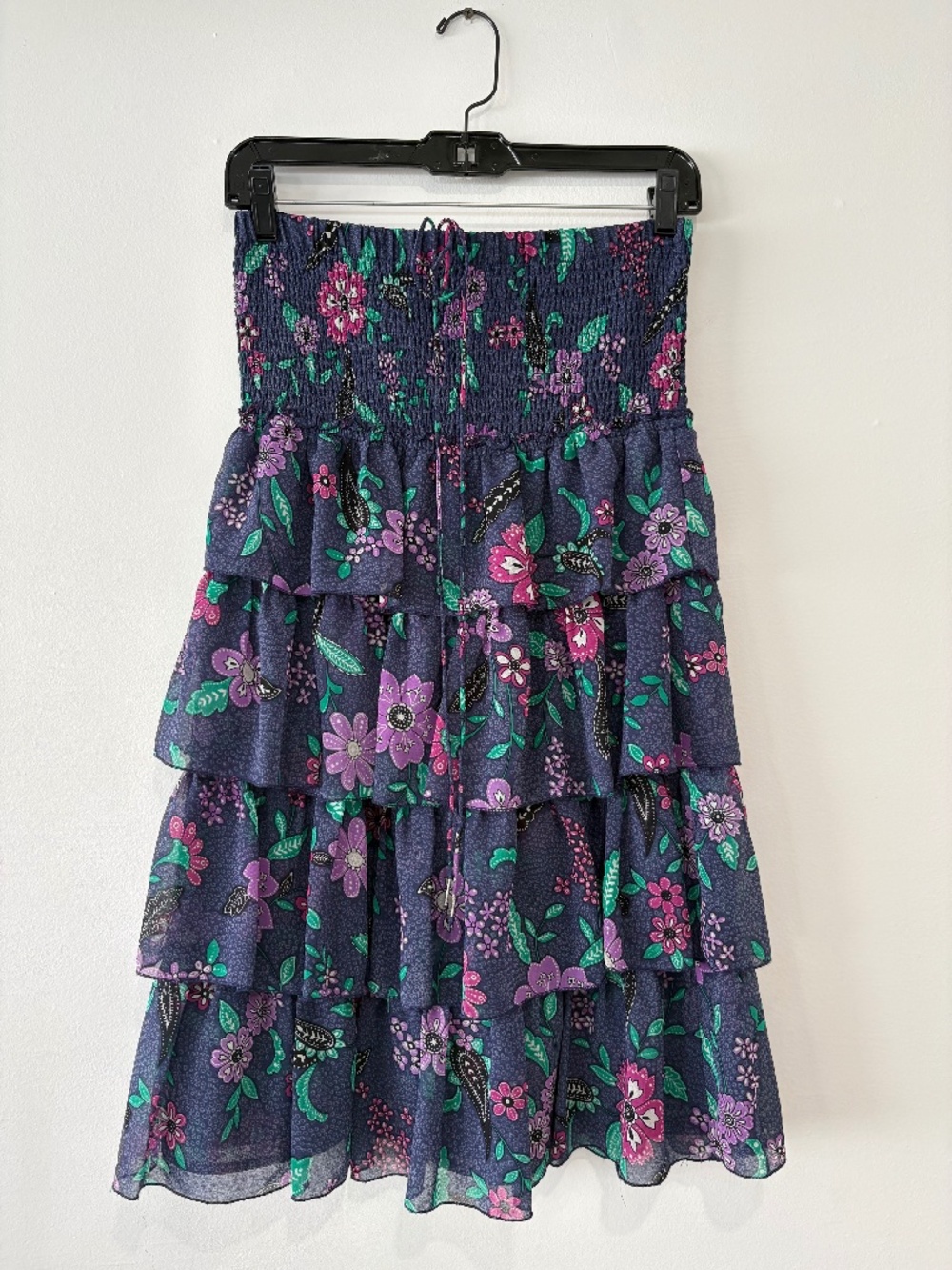 American Eagle Floral Smocked Tiered Strapless Dress M